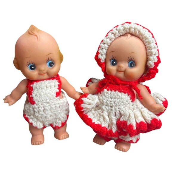 Vintage Baby Kewpie Doll Rubber Knit Little Red Riding Hood 8" Taiwan *read* - Picture 2 of 9